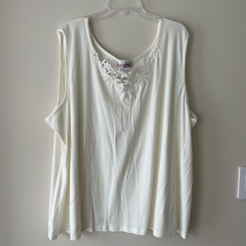 Silhouettes Sleeveless Cream Lace Top Size 6X